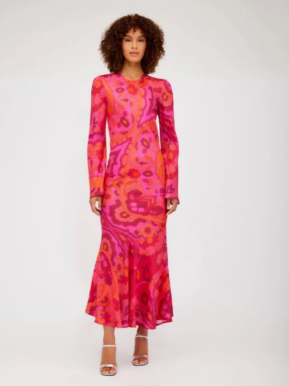Fifteen Twenty Pink & Orange Long Sleeve Printed Maxi Dress
